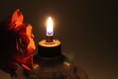 Close-up of illuminated candle