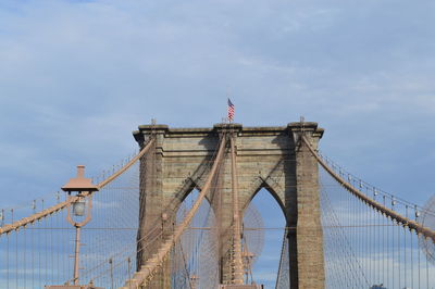 Brooklyn bridge against clear sky.