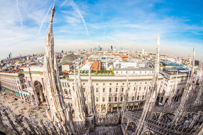 High angle view of buildings in city