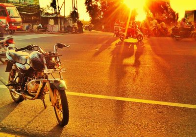 Man riding bicycle on street