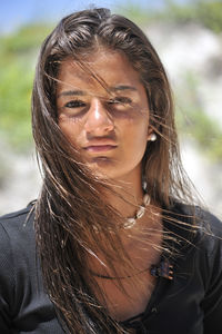 Close-up portrait of a beautiful young woman