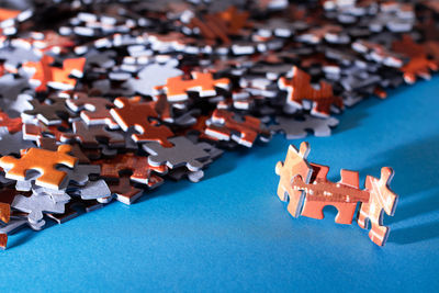High angle view of toy on table
