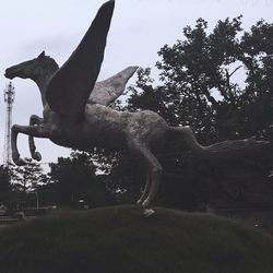 View of horse statue on field