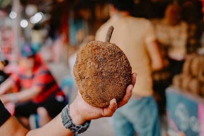 Close-up of hand holding ice cream