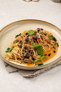 Close-up of food in plate on table