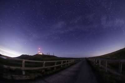 Empty road against sky at night