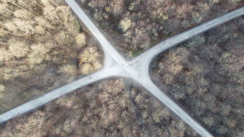 High angle view of a dirt road