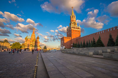 Panoramic view of buildings in city against sky