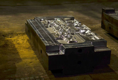 High angle view of coins on table