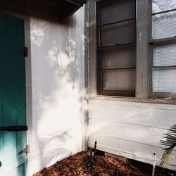 Closed door of house