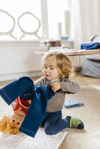 Girl playing at home