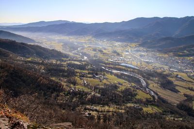 High angle view of landscape against sky