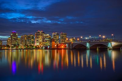 Illuminated city at night