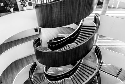 High angle view of staircase in restaurant