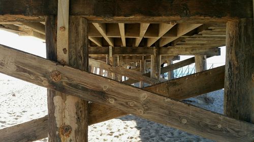 Close-up of wooden bridge