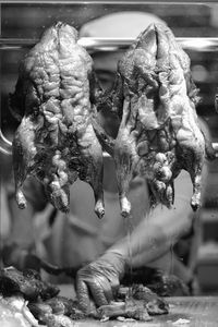 Close-up of chicken for sale at a bangkok market