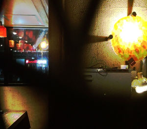 Lit lamp lit up at night