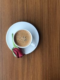 High angle view of coffee on table