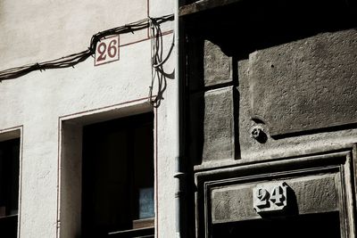 Text on door of building