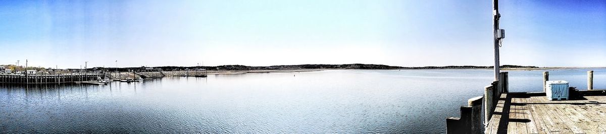 Scenic view of sea against blue sky