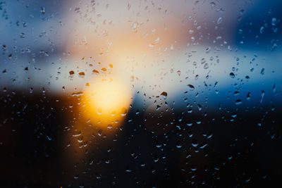 Full frame shot of wet glass window