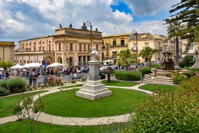 A town square in noto, old town of sicily region in italy.