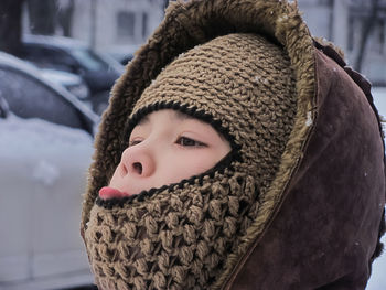 Close-up of mask