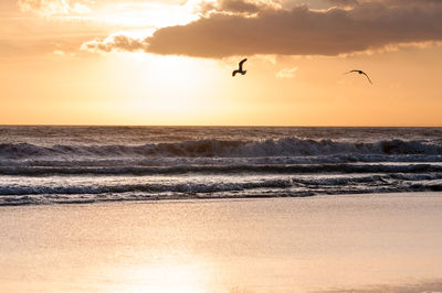 Scenic view of sea against sky during sunset