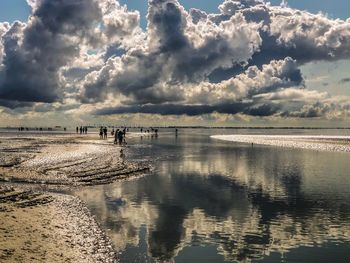 Scenic view of lake against sky