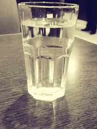 Close-up of water in glass on table