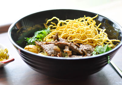 Close-up of meal served in bowl