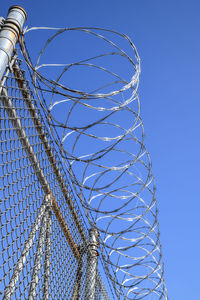 Razor wire on top of metal fence