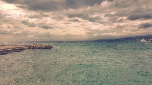 View of sea against cloudy sky