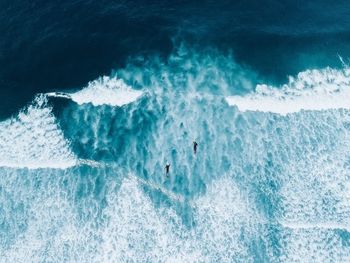 High angle view of sea waves