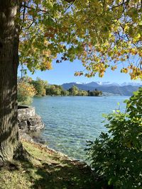 Scenic view of lake against sky