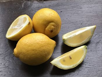 High angle view of fruits on table