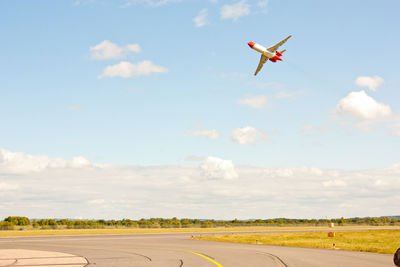 Airplane flying above the sky