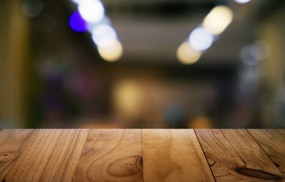 Close-up of wooden table