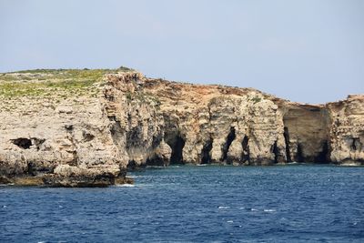 Scenic view of sea against clear sky