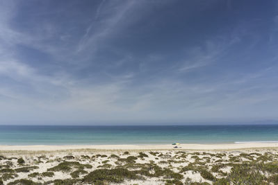 Scenic view of beach against sky