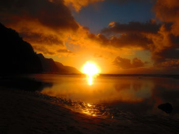 Scenic view of sunset over sea