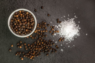 High angle view of coffee beans on table