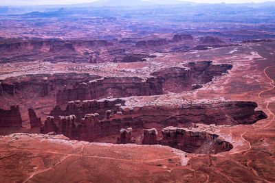 High angle view of rock formations