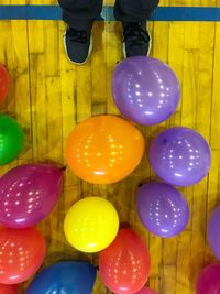 High angle view of multi colored balloons