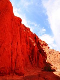 Rock formations on mountain against sky