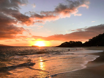 Scenic view of sea against sky during sunset