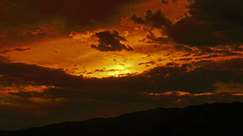 Scenic view of cloudy sky at sunset