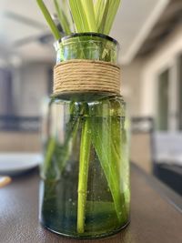 Close-up of drink in glass on table