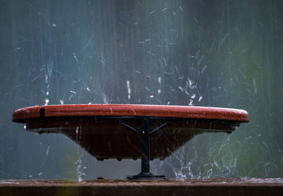 Close-up of boat in lake during winter