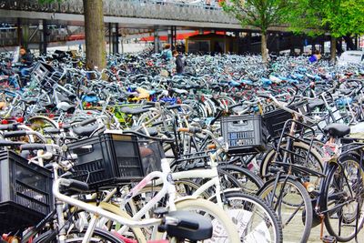 Close-up of bicycles